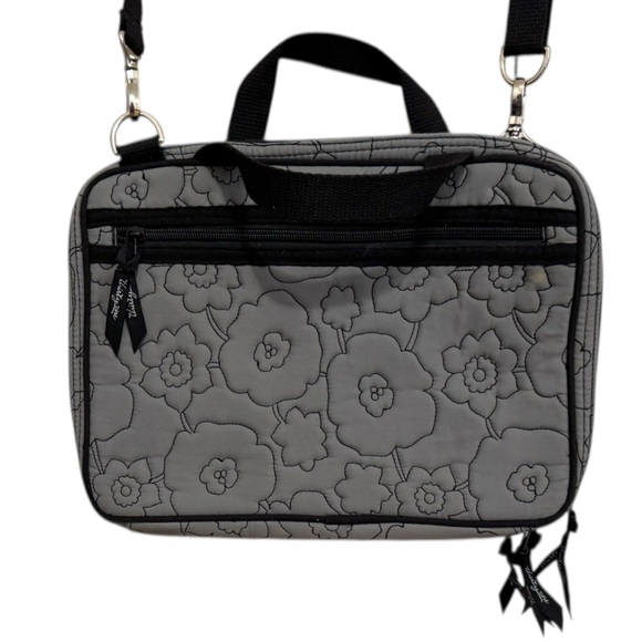 Thirty-One Gray Floral Cosmetic Bag - Picture 1 of 9